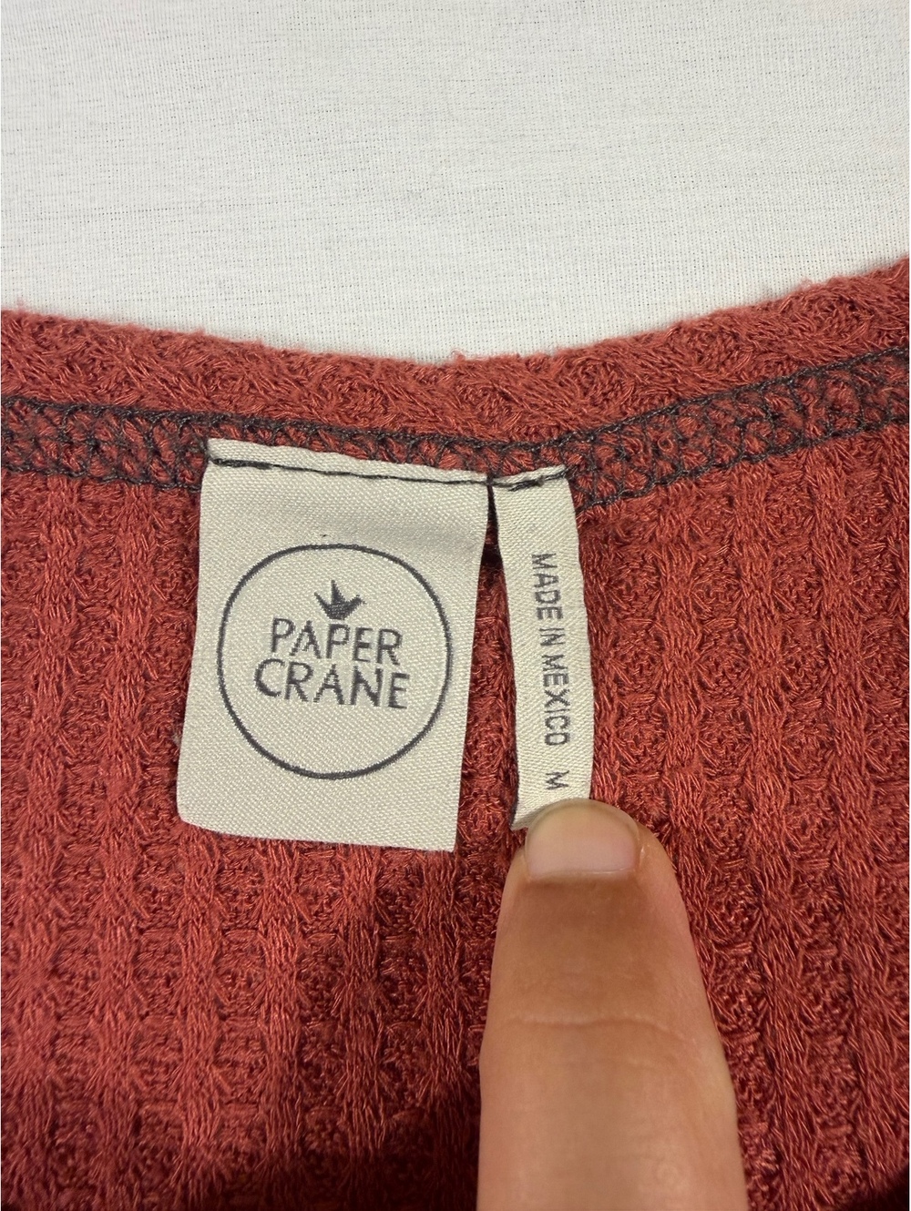 Paper Crane Rust Ribbed Contrast Stitch Top - Picture 2 of 6